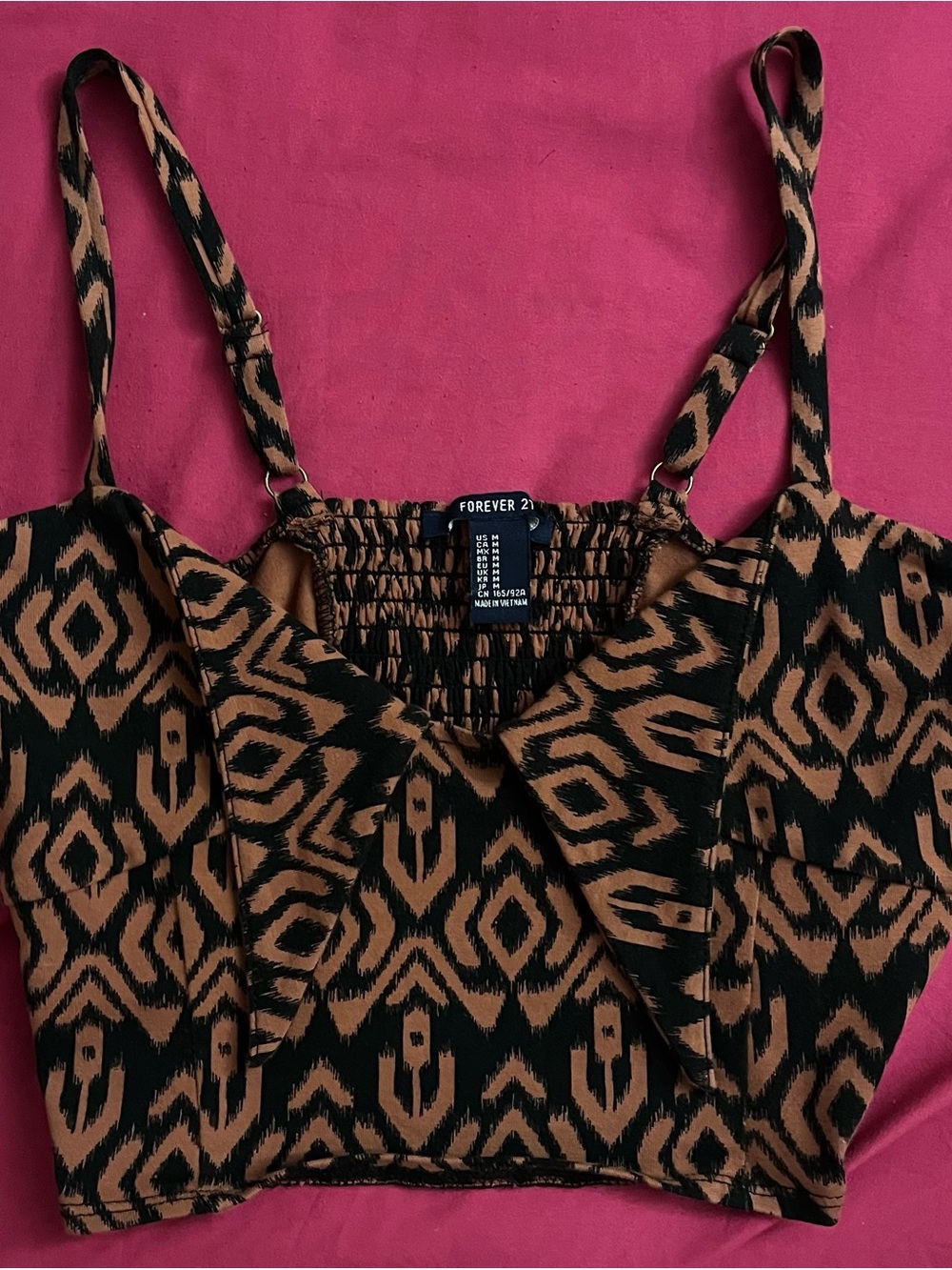 Forever 21 Black and Brown Tribal Print Cropped Cami